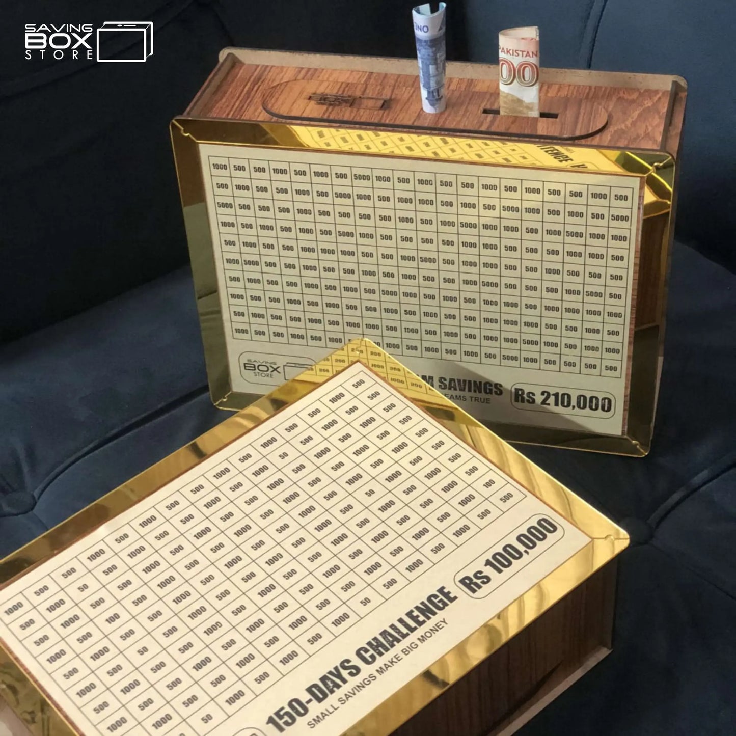 All in 1 – Reusable Wooden Money Saving Box (Openable)